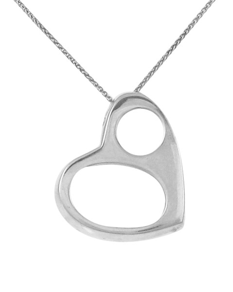 Double cut-out silver heart pendant with 16 - 18" Silver Chain