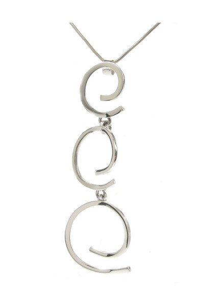 Triple swirl silver pendant with 16 - 18" Silver Chain