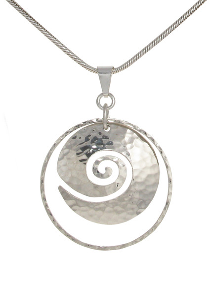 Hammered Sterling silver swirl pendant
