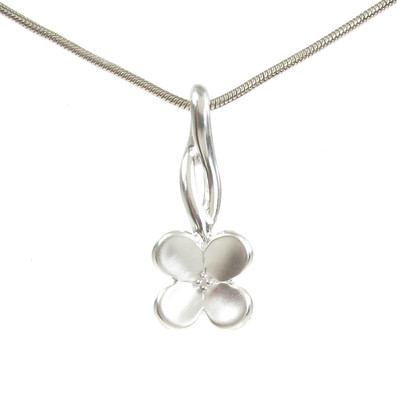 Sterling Silver Brushed Four Petals Pendant