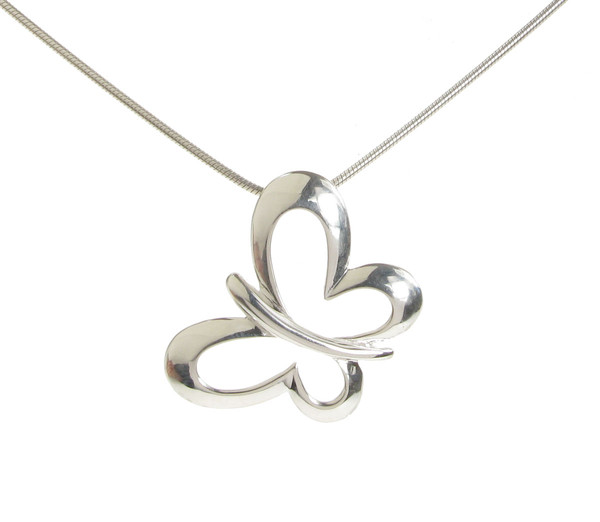 Sterling Silver Cut-Out Butterfly Pendant without Chain
