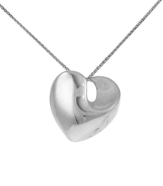 Sterling Silver Solid Swirled Heart Pendant without Chain