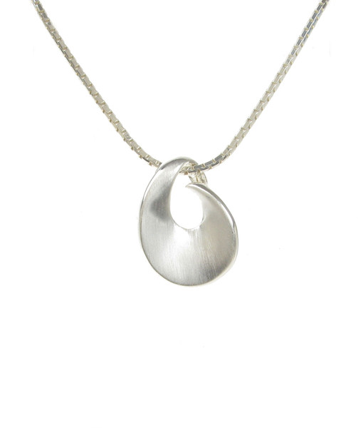 Brushed Silver Curves Pendant without Chain