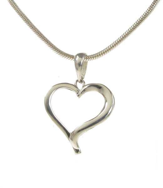 Silver Twisted Heart Pendant with 16 - 18" Silver Chain