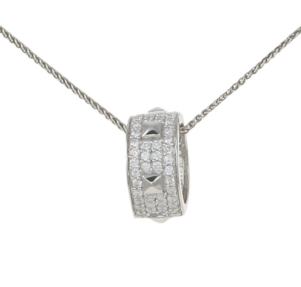 Sterling Silver and CZ Barrel Pendant without Chain