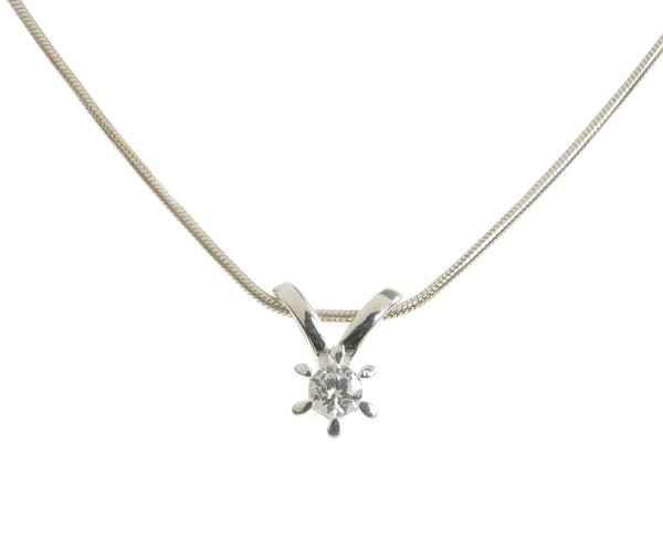 Sterling Silver and CZ Shooting Star Pendant with 16 - 18" Silver Chain