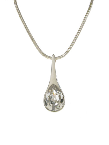 Silver and CZ Teardrop Pendant without Chain