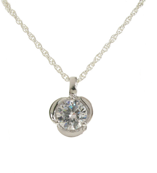 Silver and CZ Triple Petal Pendant without Chain