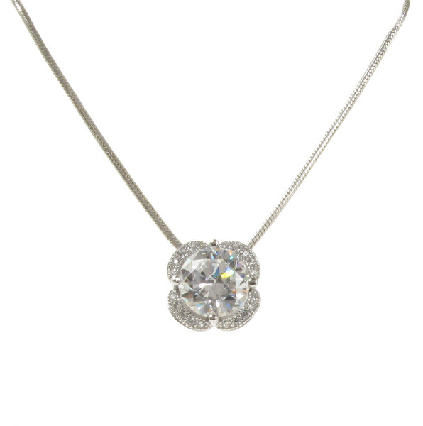 Sparkling Flower Power Silver Pendant with 16 - 18" Silver Chain