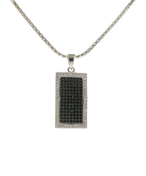 Sparkling Black Beauty Pendant with 16 - 18" Silver Chain