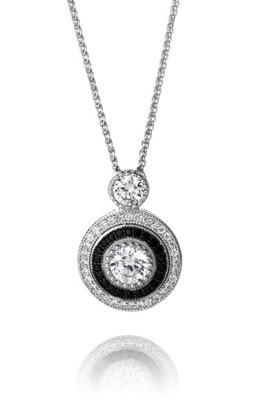 Elegant Silver and CZ Evening Pendant without Chain