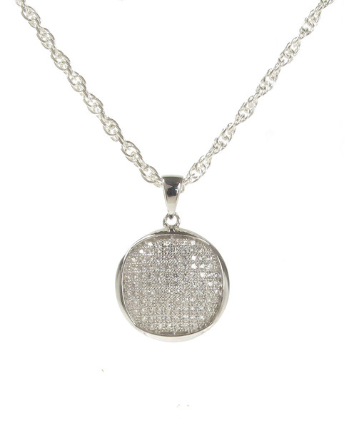 Little Round but Square CZ Pendant with 16 - 18" Silver Chain