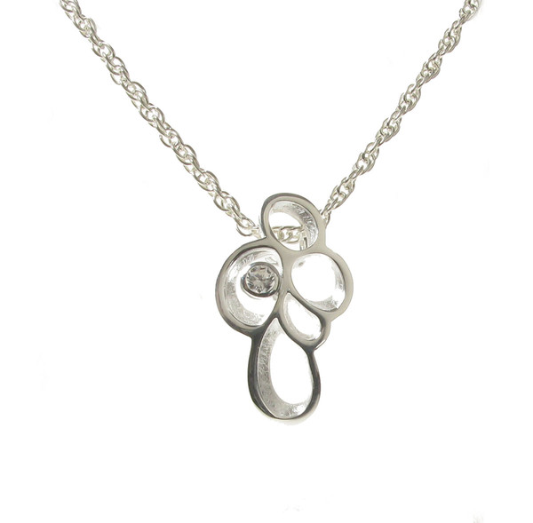 Silver and CZ Loops and Curls Pendant without Chain