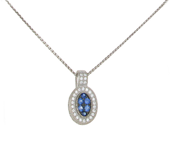 Sapphire Sparkle Pendant with silver Collar/Torque