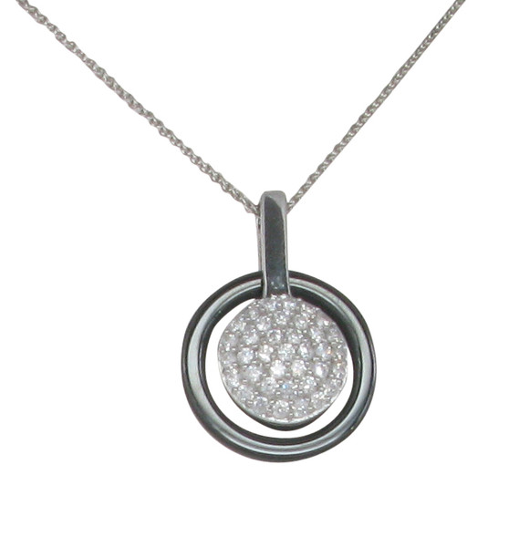 Round and About Ceramic and CZ Pendant without Chain