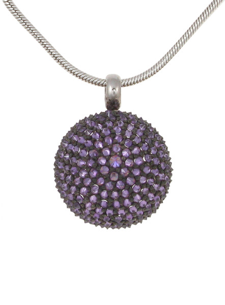 Silver and amethyst CZ dome pendant without Chain