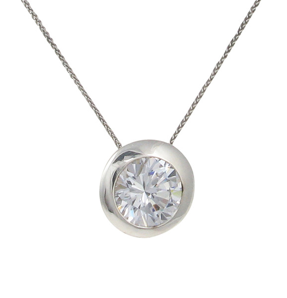 Sterling Silver and Clear CZ Bowl Pendant