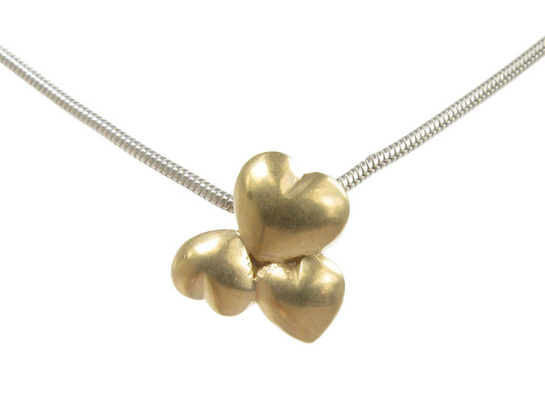 Tiny silver and gold vermeil heart cluster pendant with 16 - 18" Silver Chain