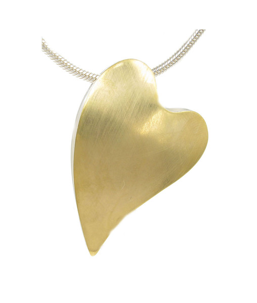 Large offset gold vermeil heart pendant with 18 - 20" Silver Chain