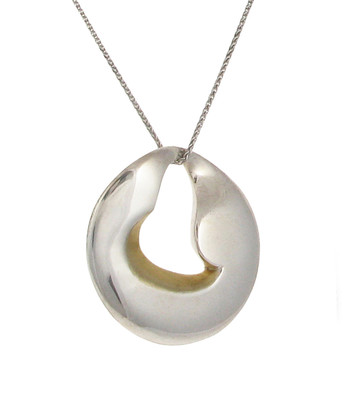 Silver and gold vermeil heart disc pendant