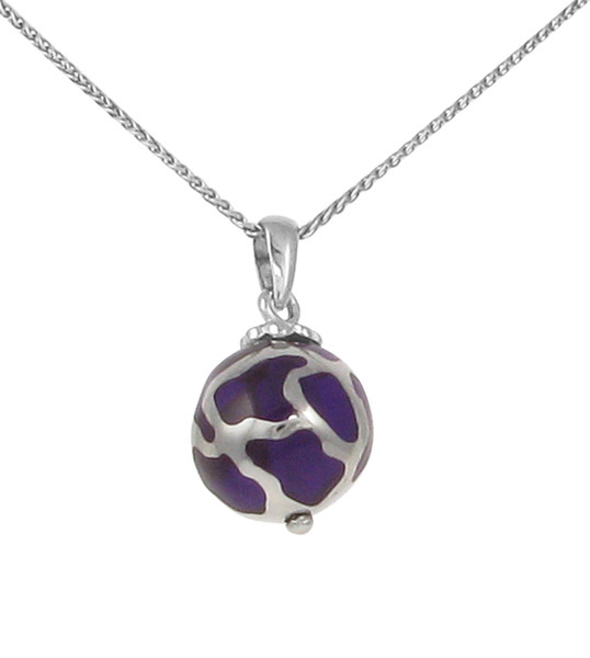 Sterling Silver and Purple Resin Ball Pendant without Chain