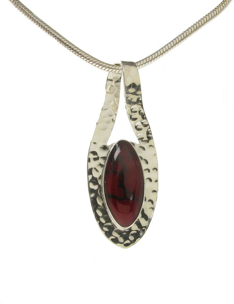 Aztec Style Silver and Red Jasper Pendant