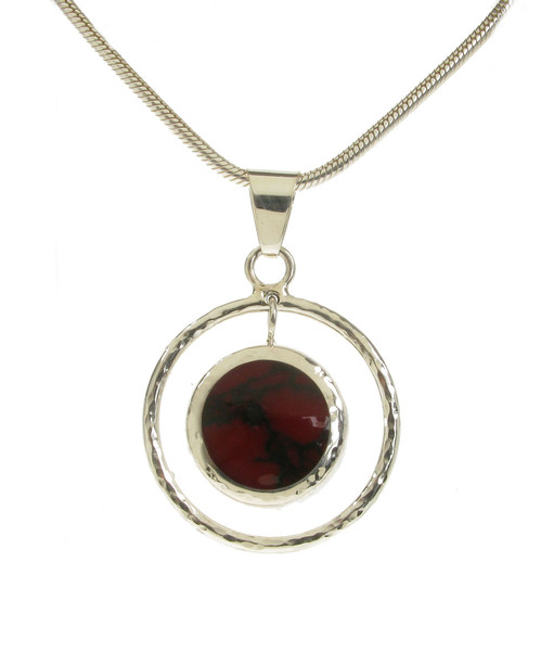 Ringed Red Jasper and Silver Pendant