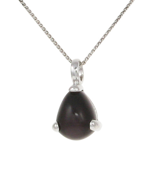 Sterling Silver and Purple Cats Eye Teardrop Pendant with 16 - 18" Silver Chain