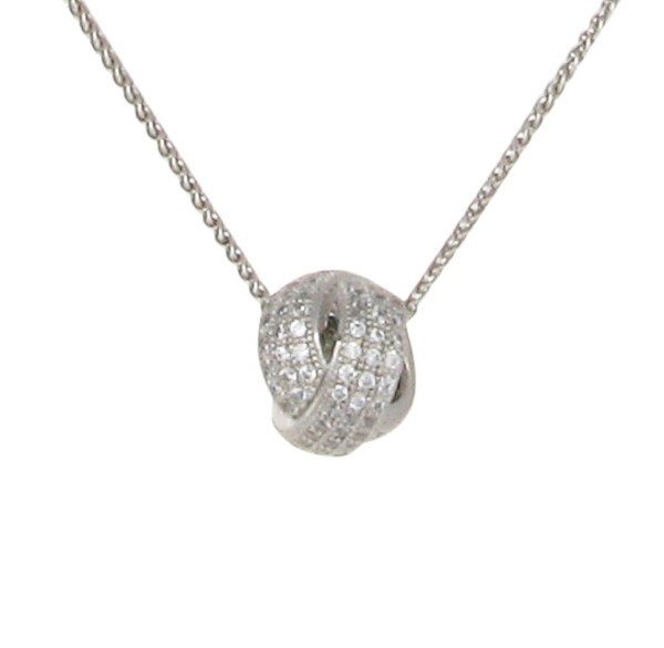 Love Knot CZ Pendant with 16 - 18" Silver Chain