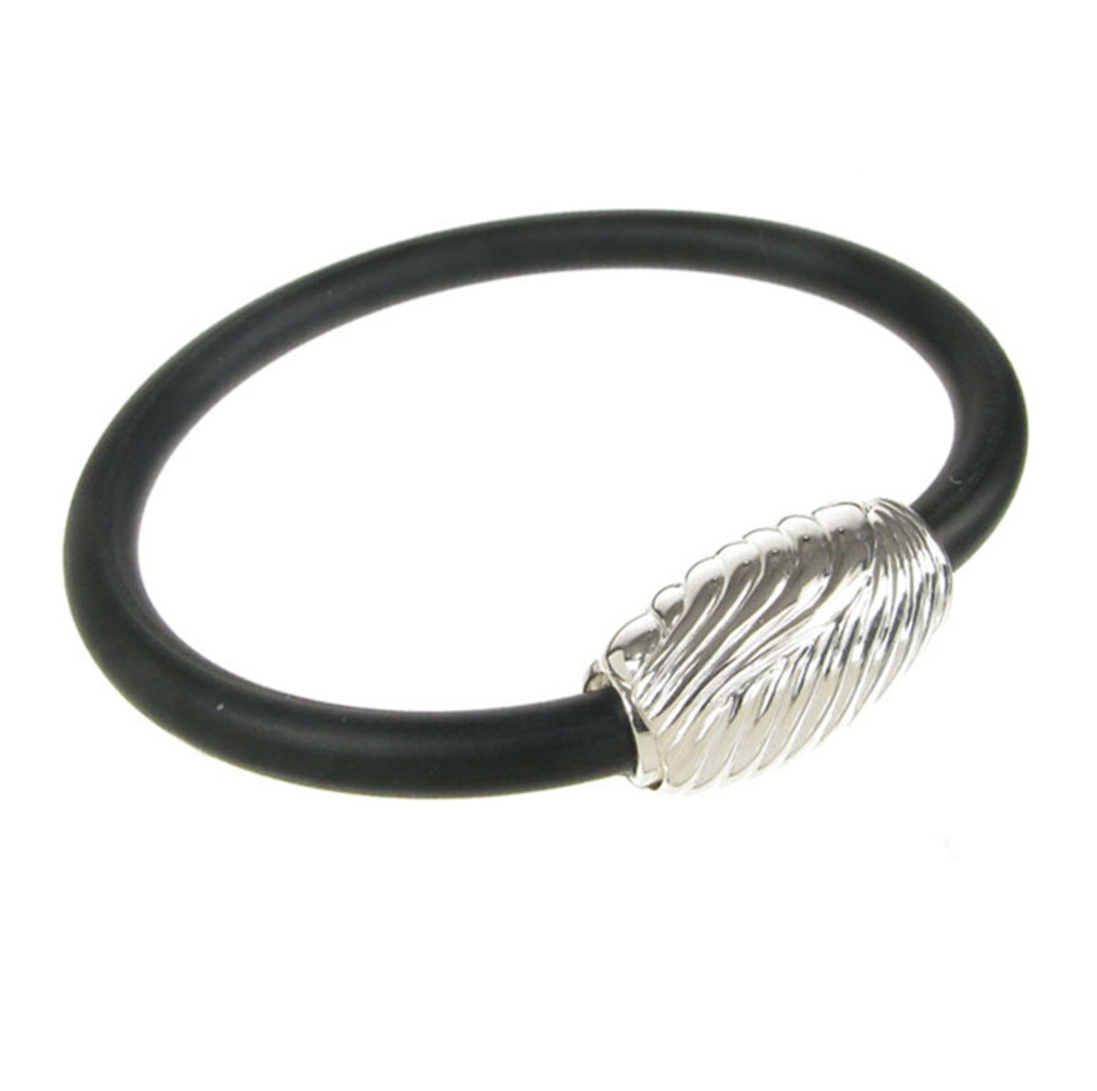 Magnetic Textured Silver & Rubber Bracelet - Cavendish French