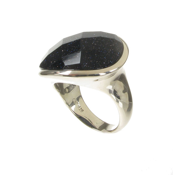 Silver and Blue Sandstone Diva Ring
