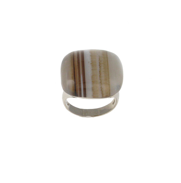 Sterling Silver and Black Persian Agate Square Ring
