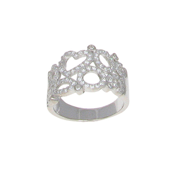 Heart and Loops CZ Ring