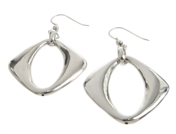 Sterling Silver Diamond Shape Drop Earrings