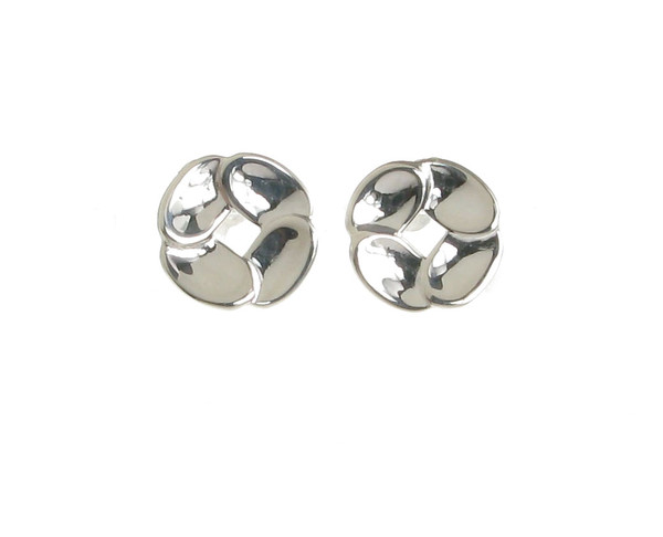 Sterling Silver Circular Flat Petals Earrings