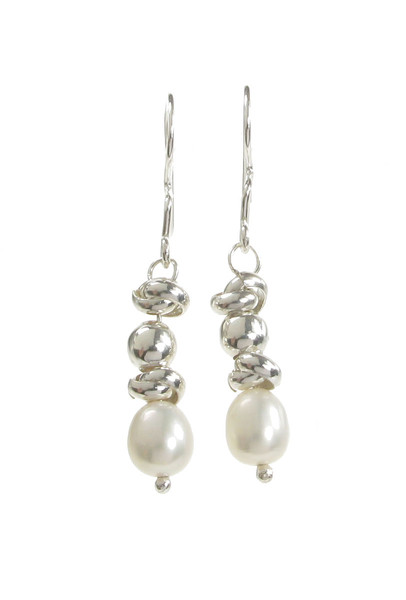 Sterling Silver and Pearl Multi-Bead Drop Earrings