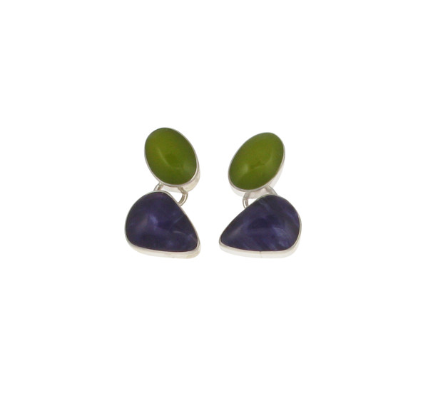 Sterling Silver and Ceramic Multi-coloured Earrings