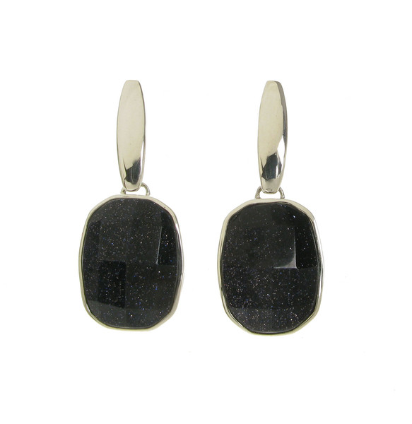 Chunky and Square Blue Sandstone Earrings