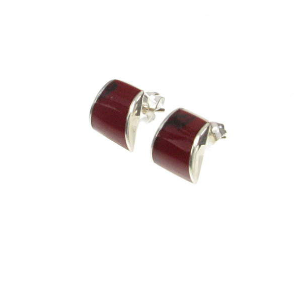 Red Jasper Asymmetric Square Earrings