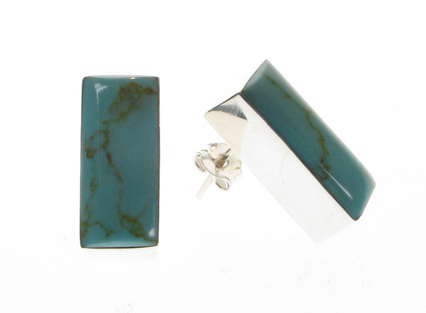 Sterling Silver and Formed Turquoise Oblong Earrings