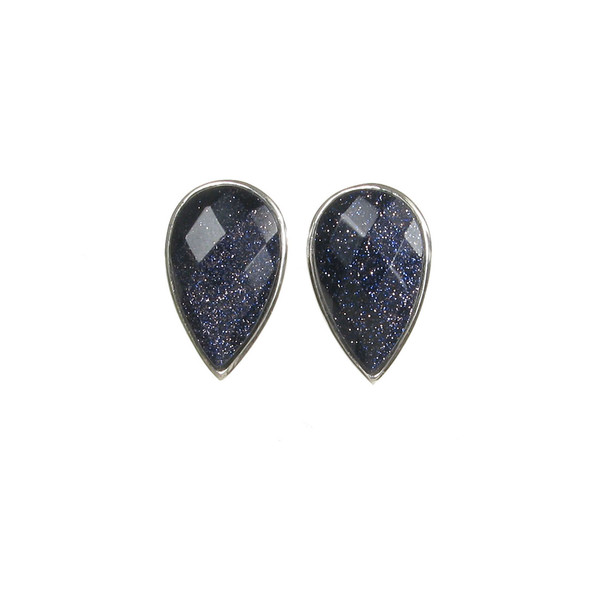 Tiny Blue Sandstone Teardrop Earrings