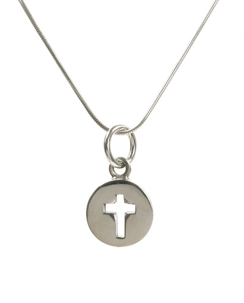 Sterling Silver Cut Out Cross Pendant with 16 - 18" Silver Chain