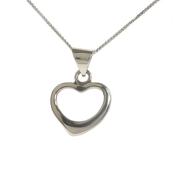 Sterling Silver Open Heart Pendant without Chain