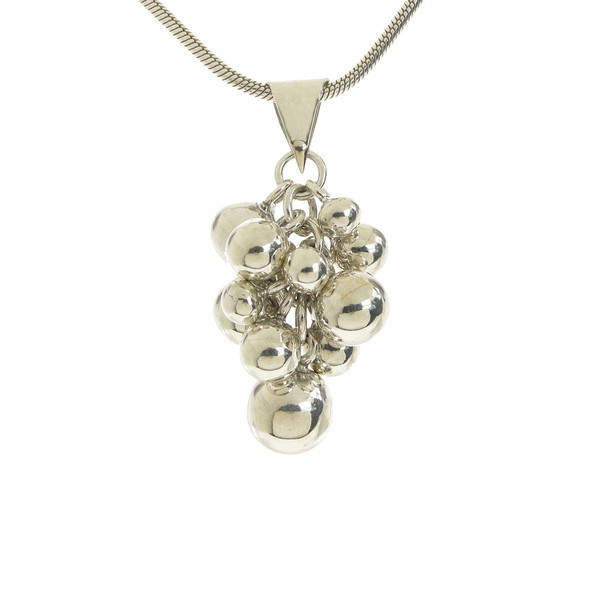 Sterling Silver Bauble Cluster Pendant with 18 - 20" Silver Chain