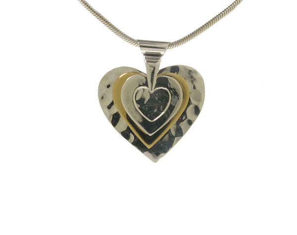 All the Hearts' Silver and Gold Vermeil Pendant with 16 - 18" Silver Chain