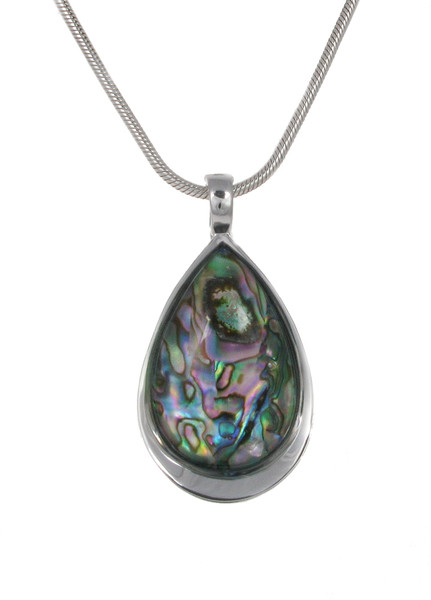 Sterling Silver and Abalone Scoop Pendant with 18 - 20" Silver Chain