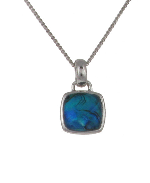 Diddy Square Blue Paua Shell Pendant without Chain
