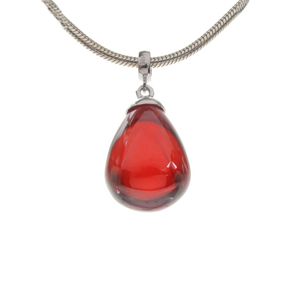 Sterling Silver and Resin Teardrop Pendant with 16 - 18" Silver Chain