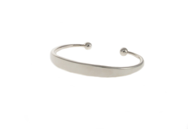 Chunky Hammered Silver Ball Ends Bangle