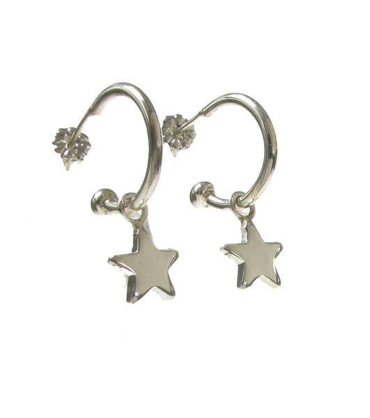 Sterling Silver Suspended Star Earrings